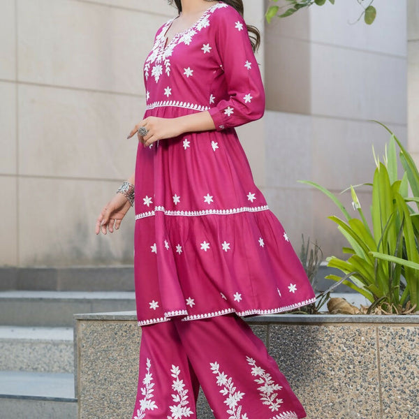 BulBul Dhawani Rayon Wine Co-Ord Set