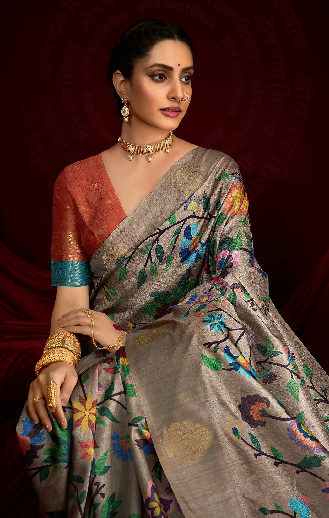 Joban Fashion Multi Color Soft Silk Weaving Fabric With Digital Jamdani Print With Jacquard Rich Pallu & Blouse With Spring Tassels