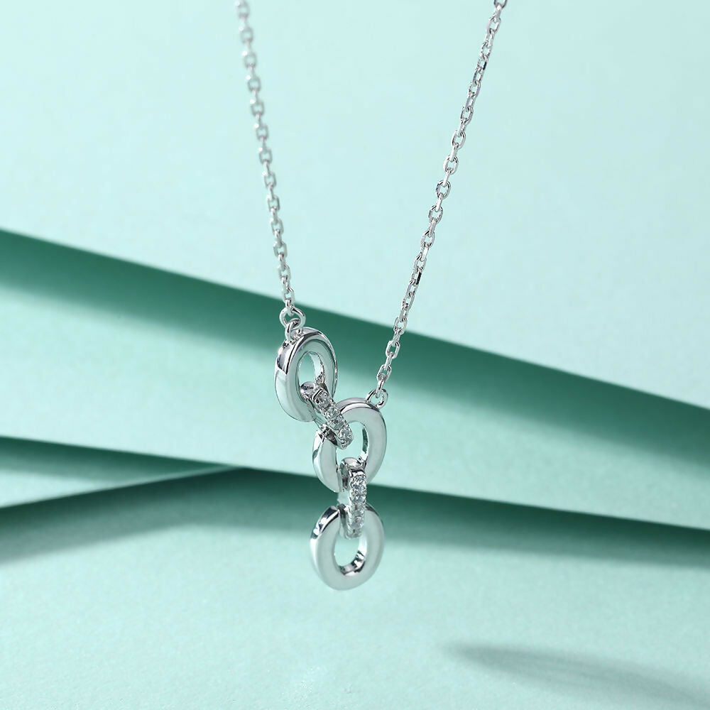 Cauer Elegant 14K White Gold Plated Moissanite Pendant Necklace