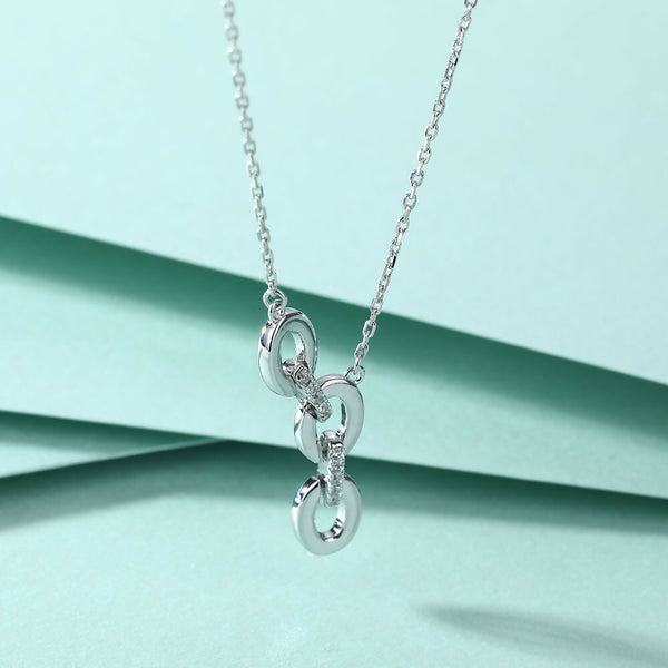 Cauer Elegant 14K White Gold Plated Moissanite Pendant Necklace