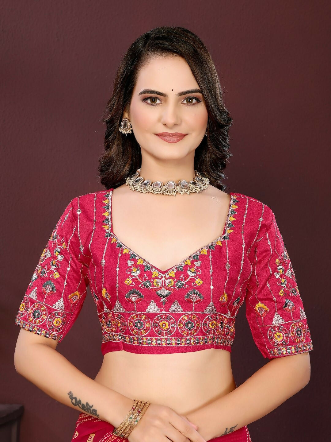 Ai Fashion Magenta Georgette Digital Print Party Wear Saree