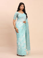 Thumbnail for Astita Linen Cotton Sky Blue Saree