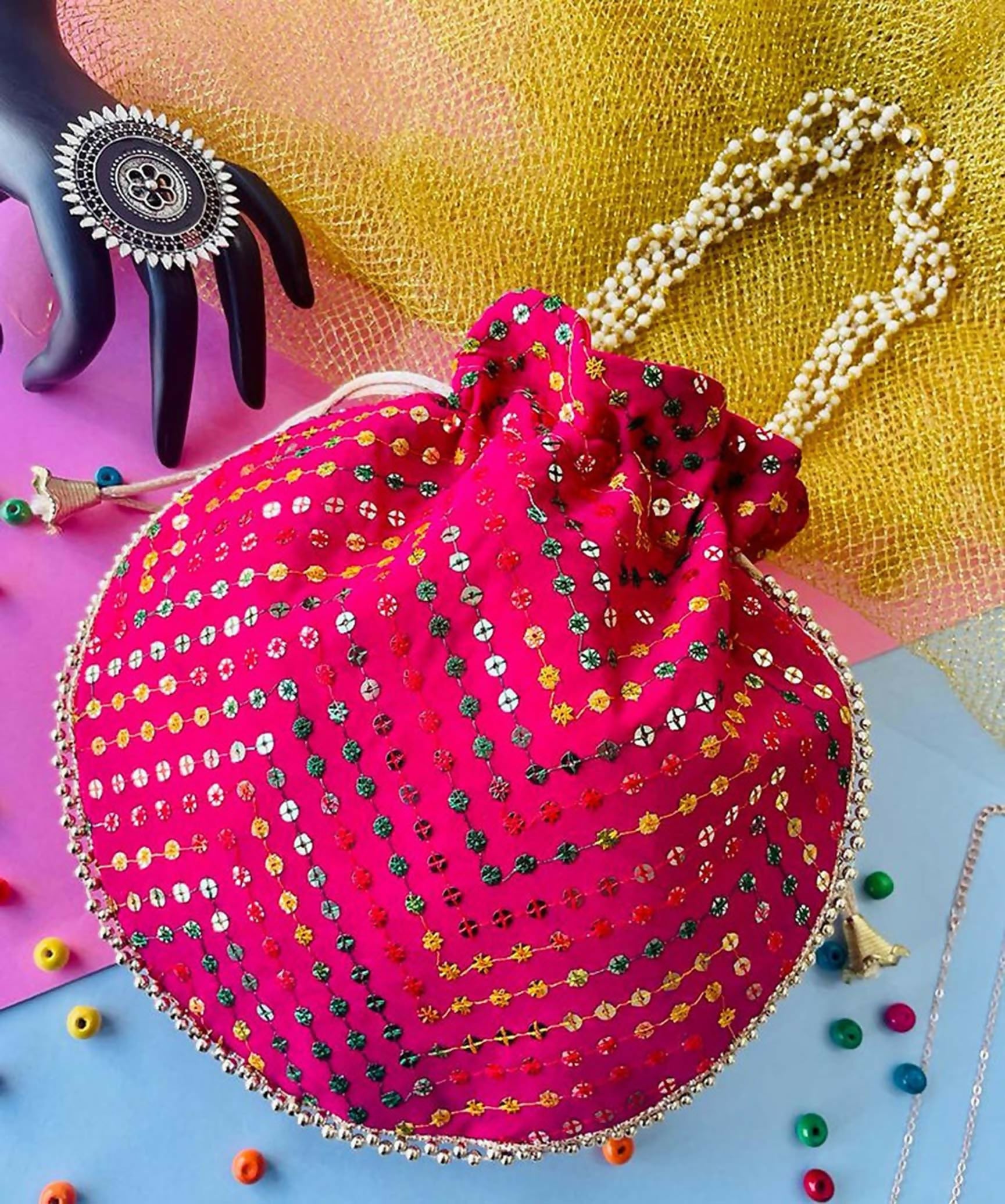 Joban Fashion Potli Bags - Pink - Dista