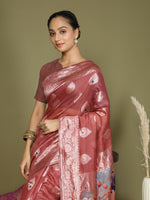 Thumbnail for Astita Linen Cotton Rust Saree