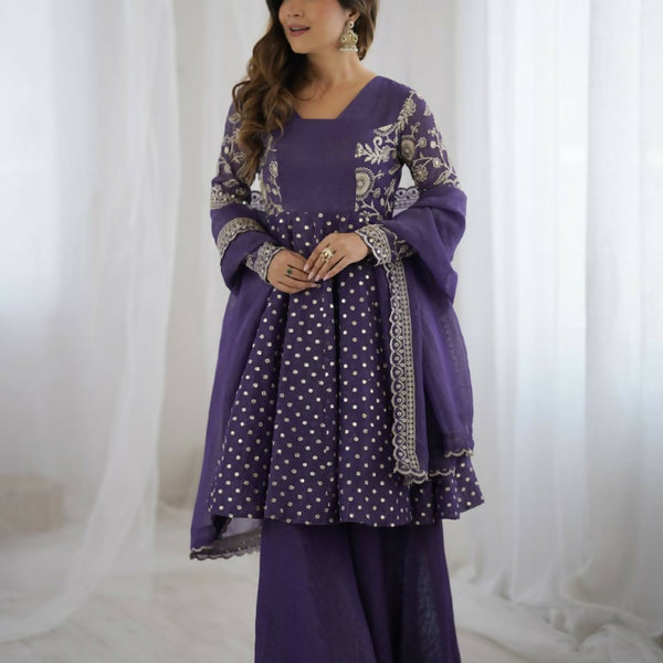 Teeya Creation Lavender Color Embroidery Work Wedding Wear Salwar Suit