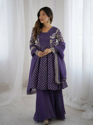 Teeya Creation Lavender Color Embroidery Work Wedding Wear Salwar Suit