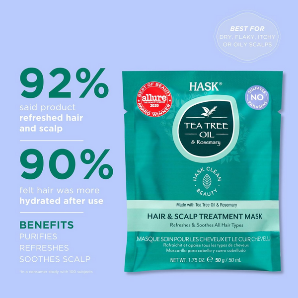 HASK Tea Tree Oil & Rosemary Hair & Scalp Treatment Mask - Distacart