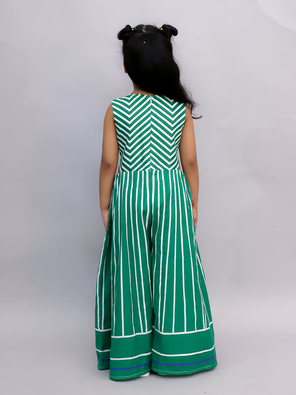 Lil Drama Shor-Gul Green Jumpsuit For Girls