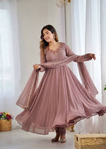 Thumbnail for Teeya Creation Womens New Fancy Fox Georgette Heavy Quality Fabric With Handwork Gown Set - Dista