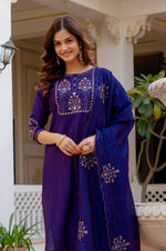 Thumbnail for Pramukh Fab Violet Color Viscose Mango Silk Kurta Set - Distacart