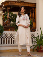 Thumbnail for Pramukh Fab White Color Viscose Mango Silk Kurta Set - Distacart