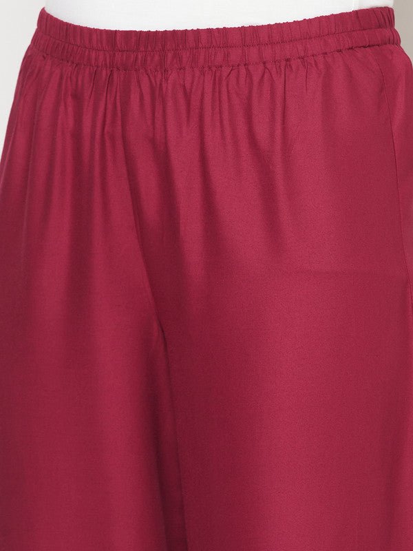 Aniyah Rayon Flared Slip-On Wine Color Palazzo