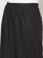 Thumbnail for Aniyah Rayon Flared Slip-On Black Palazzo