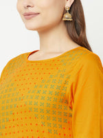 Thumbnail for Aniyah Cotton Block Print Mustard Color Straight Kurta