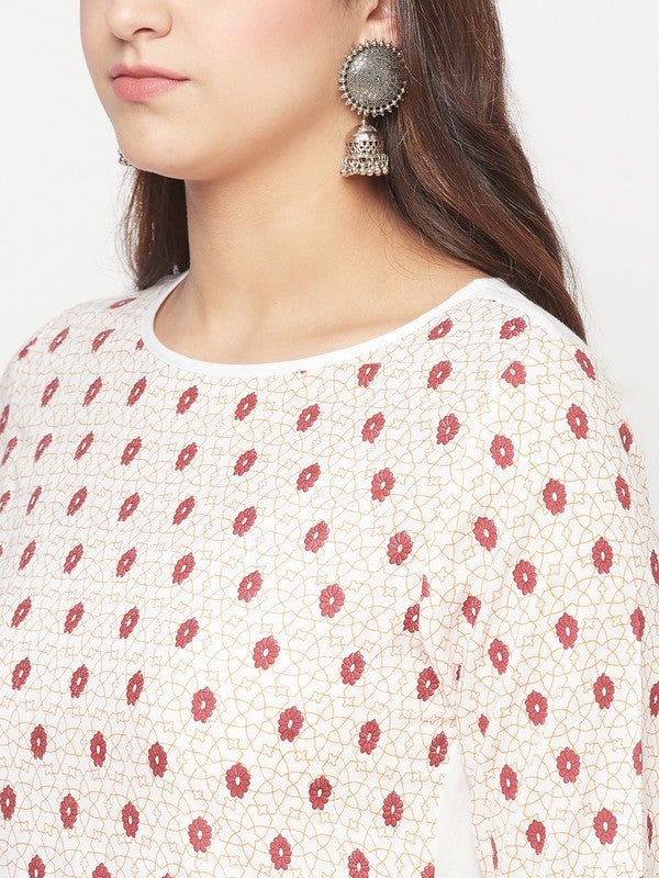 Aniyah Rayon Digital Screen Print White And Red Straight Kurta