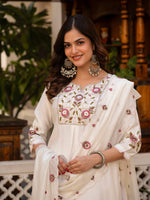 Thumbnail for Pramukh Fab White Color Viscose Mango Silk Kurta Set - Distacart