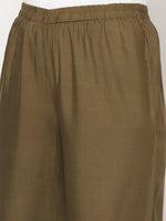 Thumbnail for Aniyah Rayon Flared Slip-On Dark Green Palazzo