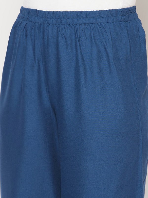 Aniyah Rayon Flared Slip-On Blue Palazzo