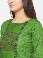 Thumbnail for Aniyah Cotton Block Print Green Straight Kurta