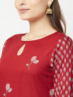 Thumbnail for Aniyah Rayon Digital Screen Print Maroon Straight Kurta