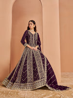 Thumbnail for Anaita Purple Georgette Embroidered Salwar Suit - Distacart