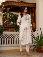 Thumbnail for Pramukh Fab White Color Viscose Mango Silk Kurta Set - Distacart