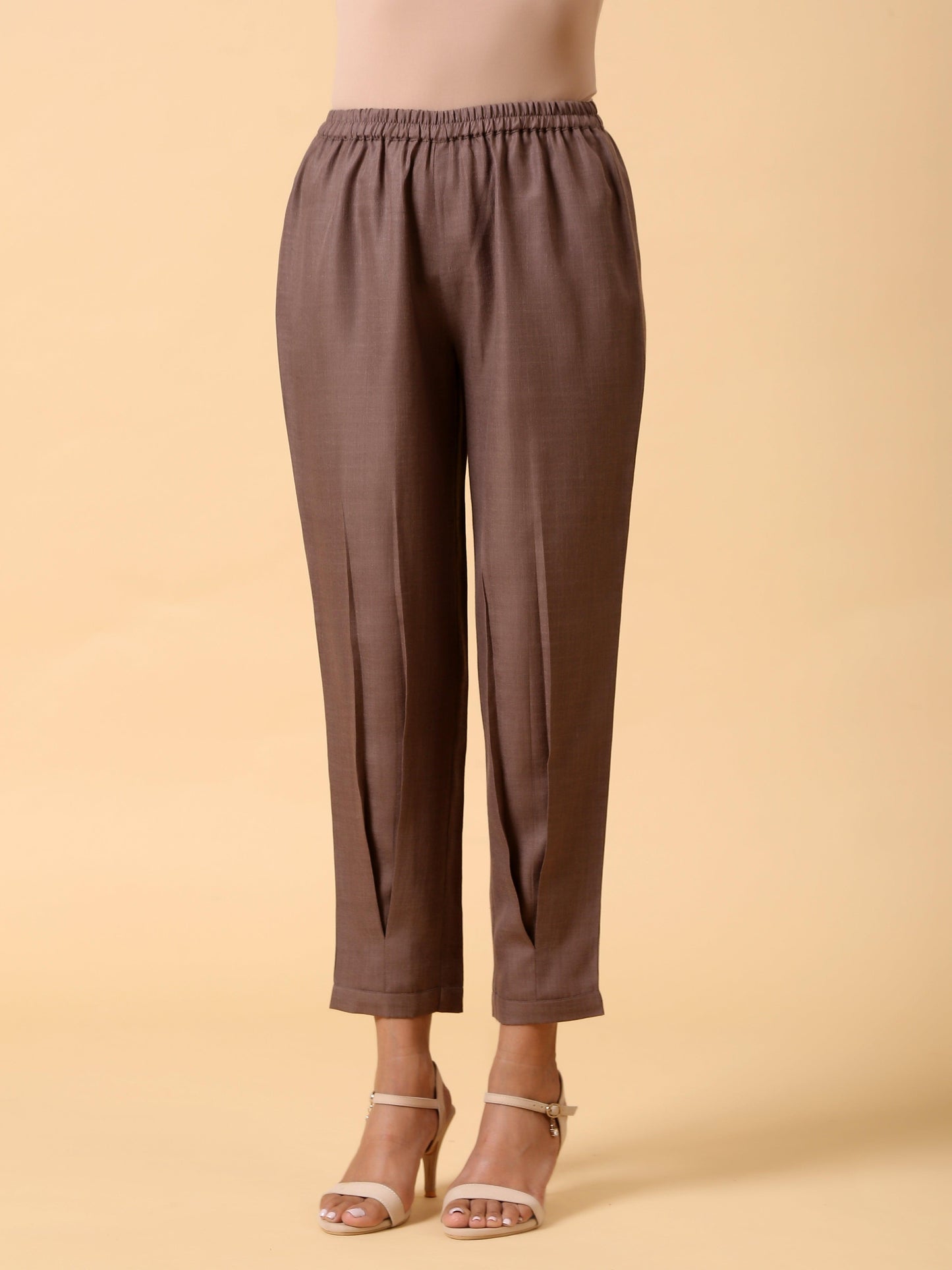 trueBrowns Cotton Linen Burnt Brown Pleated Co-Ord Set - Distacart