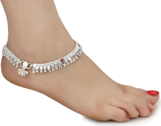 AanyaCentric Silver Plated White Metal Payal Indian Traditional Ethnic Fashion Imitation Jewellery Foot Chain - Distacart