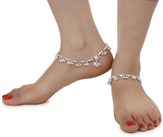 AanyaCentric Silver Plated Alloy Payal Indian Traditional Ethnic Fashion Imitation Jewellery Foot Chain - Distacart