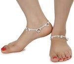 Thumbnail for AanyaCentric Silver Plated White Metal Payal Indian Traditional Ethnic Fashion Imitation Jewellery Foot Chain - Distacart