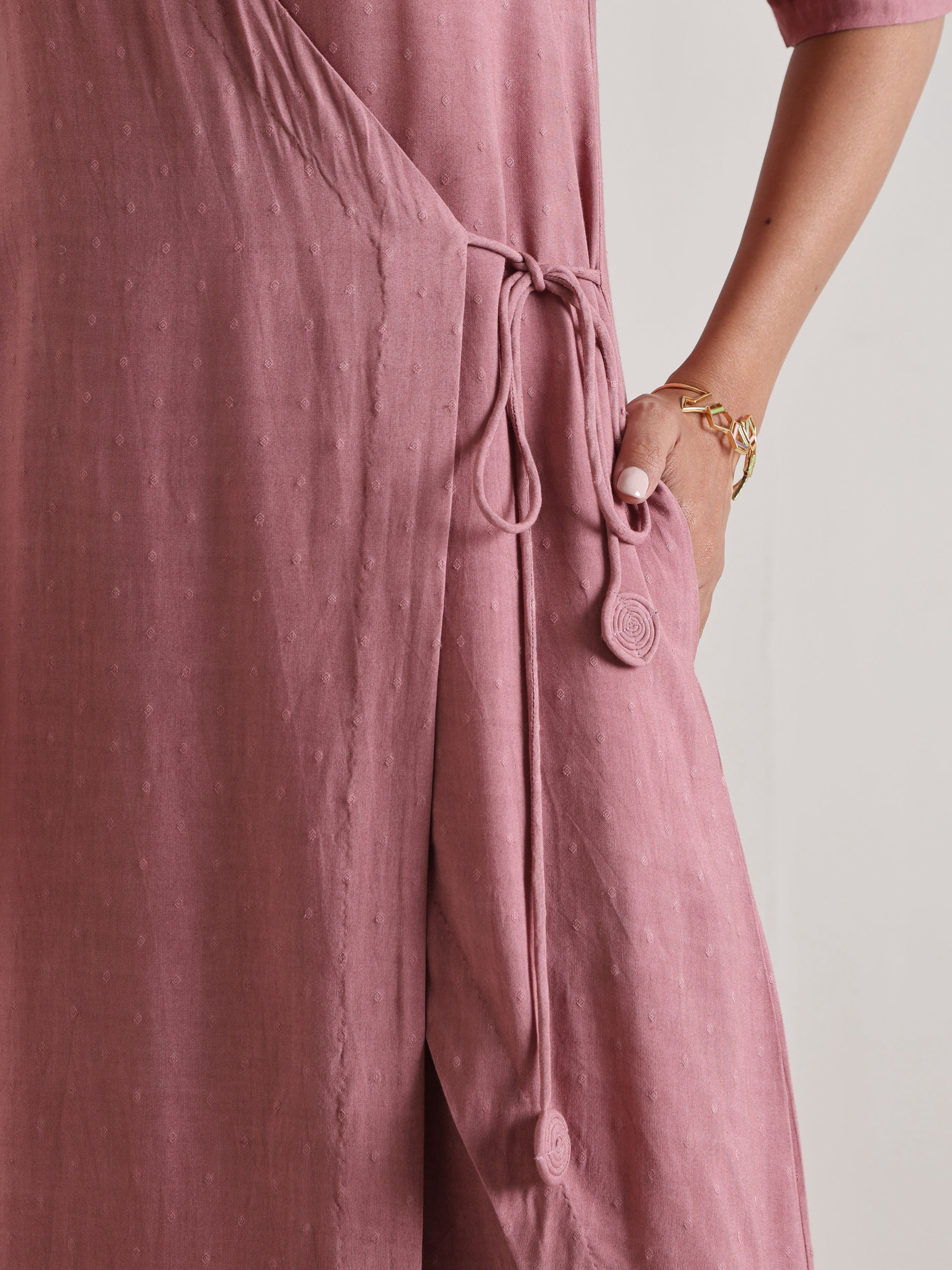 trueBrowns Mauve Angrakha Kurta Set - Distacart
