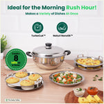Thumbnail for The Indus Valley 8 Pit Tri-Steel Multi Pot Premium Stainless Steel Idli/ Dhokla/ Momo Maker/ Veg Steaming Set, Tri-ply Induction Bottom, 5 Plates, 3L