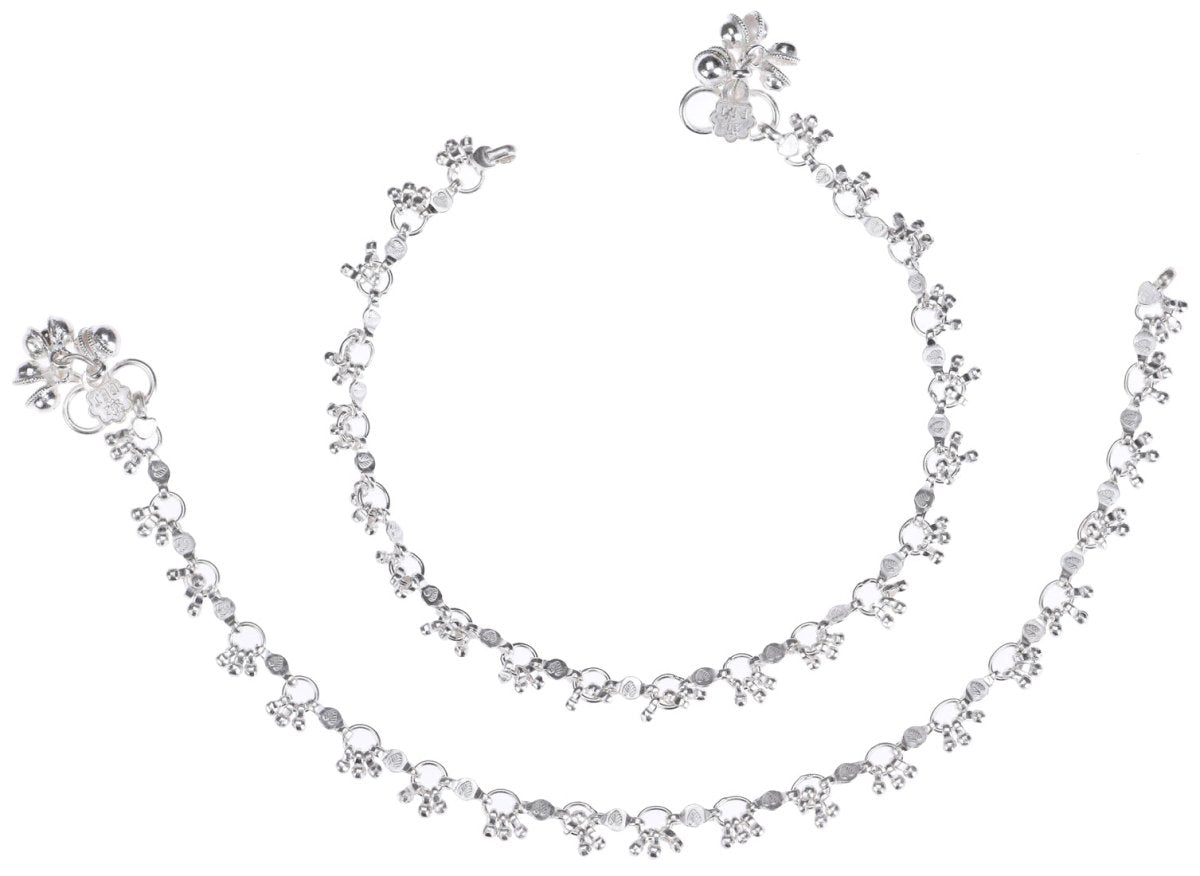 AanyaCentric Silver Plated Traditional Anklets Payal - Classic and Stylish for Women and Girls - Distacart