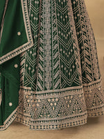 Thumbnail for Monjolika Fashion Faux Georgette Embroidered Dark Green Engagement Wear Anarkali Suit