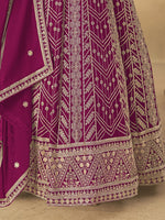 Thumbnail for Monjolika Fashion Faux Georgette Embroidered Rani Pink Engagement Wear Anarkali Suit