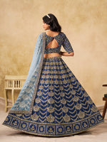 Thumbnail for Monjolika Fashion Navy Blue Color Zari Embroidered Work Art Silk A Line Lehenga Choli