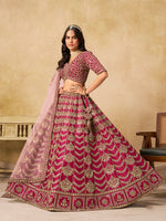 Thumbnail for Monjolika Fashion Rani Pink Color Zari Embroidered Work Art Silk A Line Lehenga Choli