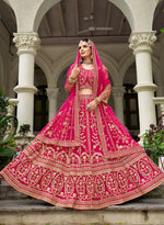 Thumbnail for Monjolika Fashion Rani Pink Butterfly Net Embroidered Work Stunning Lehenga For Wedding Season