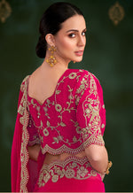 Thumbnail for Monjolika Fashion Rani Pink Color Shining Silk Georgette Saree With Heavy Work Blouse - Distacart