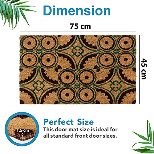 HOKIPO Large Printed Coir Rectangular Doormats For Entrance Main Door Mat - Dista