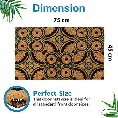 HOKIPO Large Printed Coir Rectangular Doormats For Entrance Main Door Mat - Dista