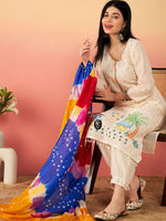 Thumbnail for Sangria Ethnic Motifs Printed Pure Cotton Straight Kurta With Salwar & Dupatta