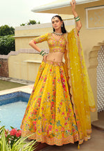 Thumbnail for Monjolika Fashion Readymade Lehenga Choli Heavy Work Embroidered Silk In Yellow