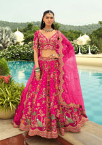 Thumbnail for Monjolika Fashion Readymade Lehenga Choli Heavy Work Embroidered Silk In Rani Pink