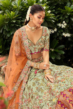 Thumbnail for Monjolika Fashion Readymade Lehenga Choli Heavy Work Embroidered Silk In Pastel Green