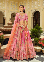 Thumbnail for Monjolika Fashion Readymade Lehenga Choli Heavy Work Embroidered Silk In Pink