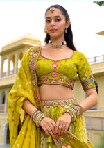 Thumbnail for Monjolika Fashion Multicolor Designer Embroidered Work Fancy Silk Wedding Lehenga Choli