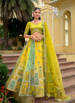 Thumbnail for Monjolika Fashion Multicolor Designer Embroidered Work Fancy Silk Wedding Lehenga Choli