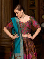 Thumbnail for Monjolika Fashion Brown Color Kanjivaram Silk Jacquard Designer Lehenga Choli