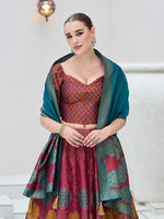 Thumbnail for Monjolika Fashion Maroon Color Kanjivaram Silk Jacquard Designer Lehenga Choli